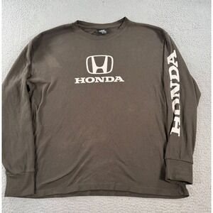 Honda Official Shirt Men 2XL Brown Thermal Long Sleeve Crew Neck Graphic Logo Te